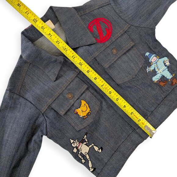 Vintage Girls Sz 8 Jean Jacket ~ Hand embroidered Wizard of Oz characters - Picture 11 of 13